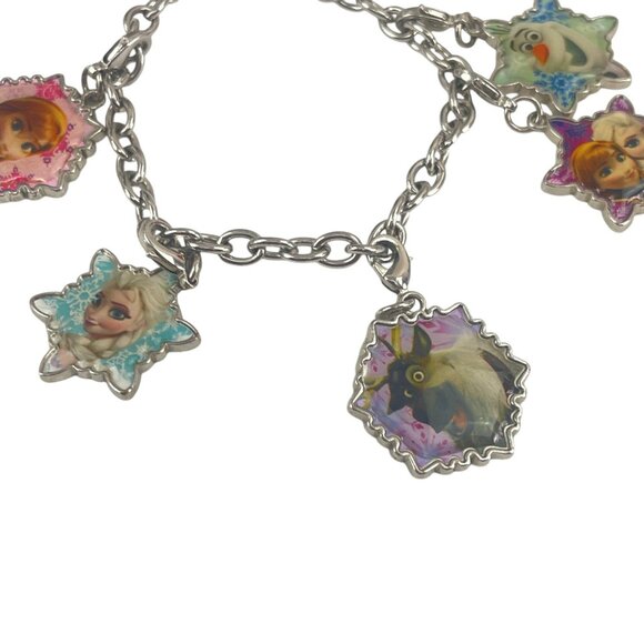 Disney Frozen Silver Charm Bracelet With Anna Elsa & Olaf Star Charms - Picture 8 of 8